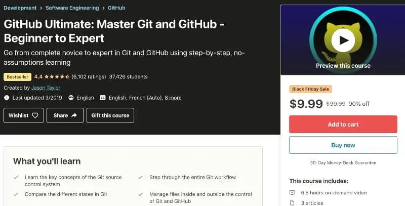 5. GitHub Ultimate: Master Git and GitHub - Beginner to Expert (Udemy)