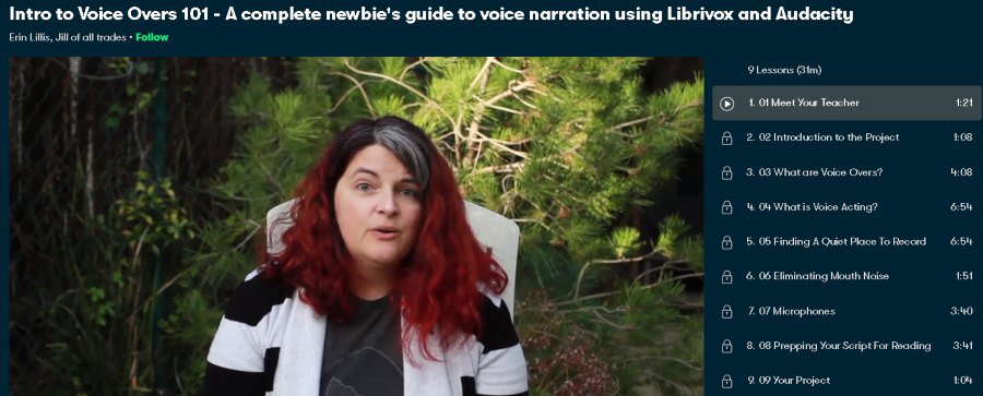 6. Intro to Voice Overs 101 - A complete newbie's guide to voice narration using Librivox and Audacity (Skillshare)