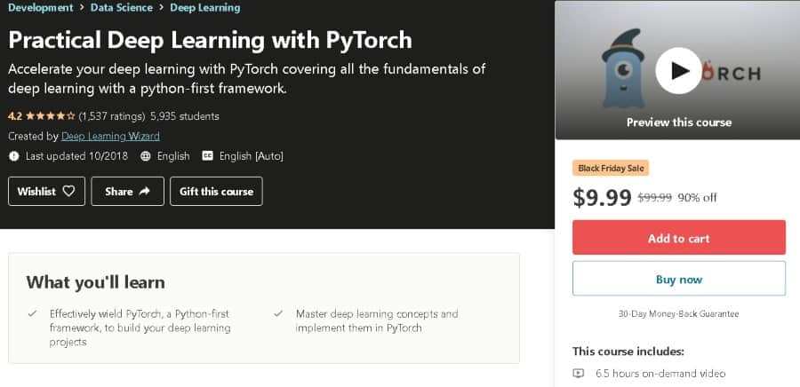 Practical Deep Learning with PyTorch (Udemy)
