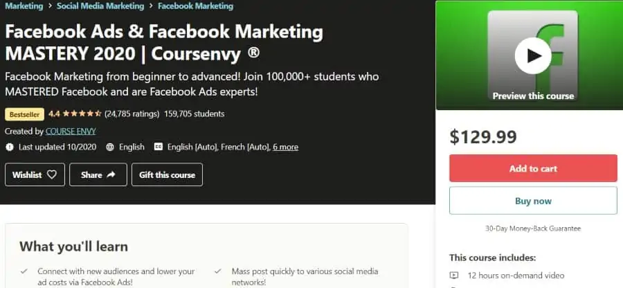 8. Facebook Ads Facebook Marketing MASTERY 2020 Coursenvy ® (Udemy)