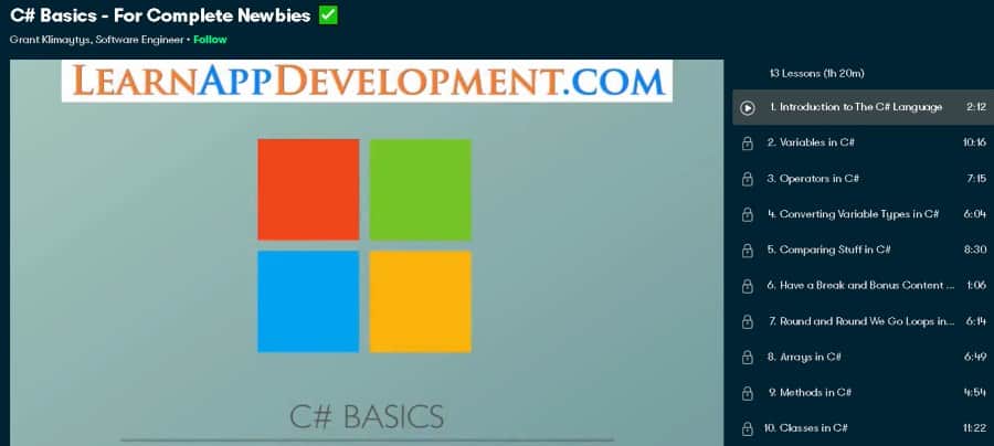 1. C# Basics - For Complete Newbies (Skillshare)