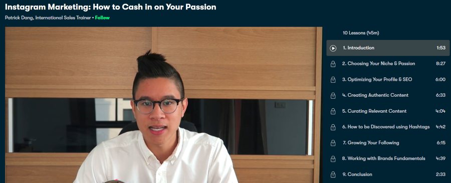 1. Instagram Marketing How to Cash in on Your Passion (Skillshare)