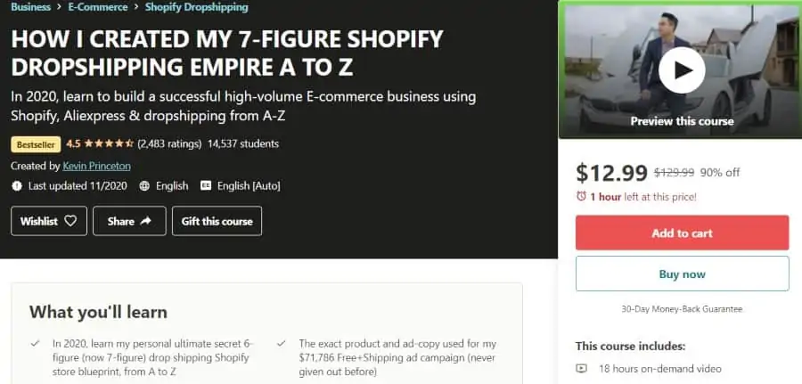10. HOW I CREATED MY 7-FIGURE SHOPIFY DROPSHIPPING EMPIRE A TO Z (Udemy)