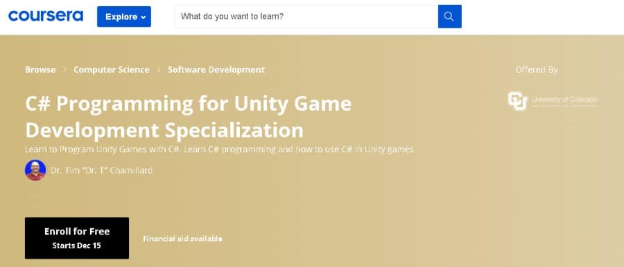 11. C# Programming for Unity Game Development Specialization (Coursera)