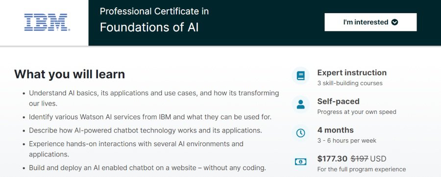 11. Professional Certificate in Foundations of AI (edX)