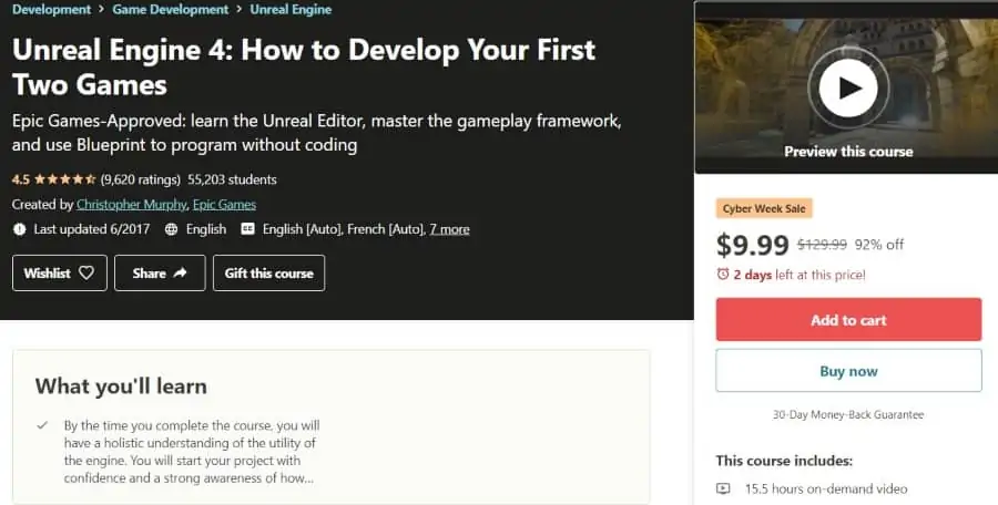 12. Unreal Engine 4 How to Develop Your First Two Games (Udemy)