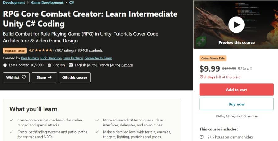 15. RPG Core Combat Creator Learn Intermediate Unity C# Coding (Udemy)