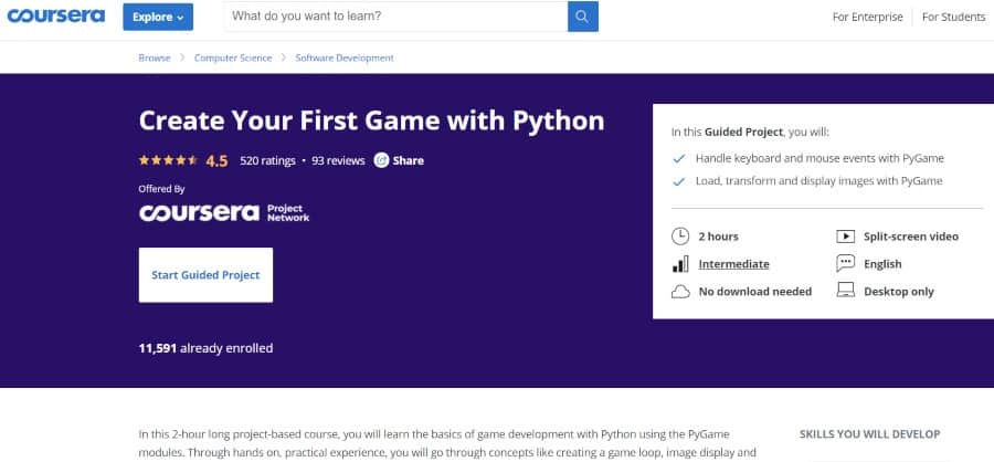 16. Create Your First Game with Python (Coursera)