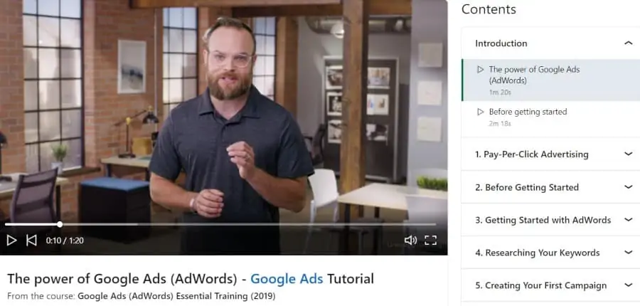 3. Google Ads (AdWords) Essential Training (LinkedIn Learning)