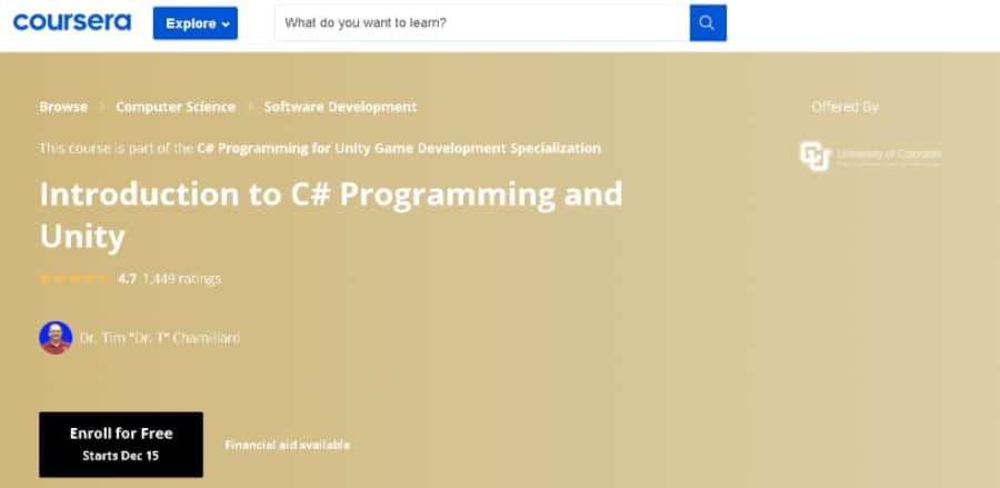 4. Introduction to C# Programming and Unity (Coursera)