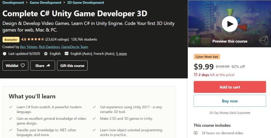 7. Complete C# Unity Game Developer 3D (Udemy)