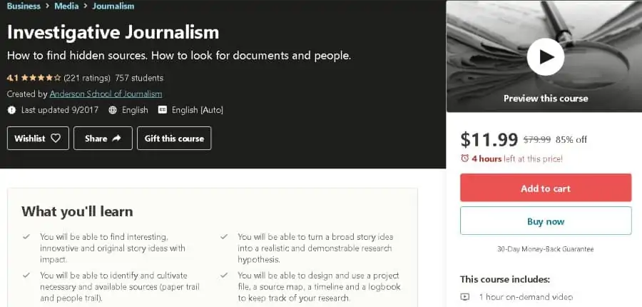 8. Investigative Journalism (Udemy)