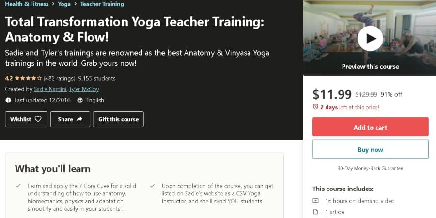 8. Total Transformation Yoga Teacher Training Anatomy & Flow! (Udemy)