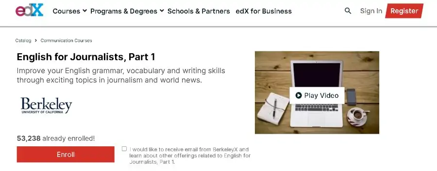 9. English for Journalists, Part 1 (edX)