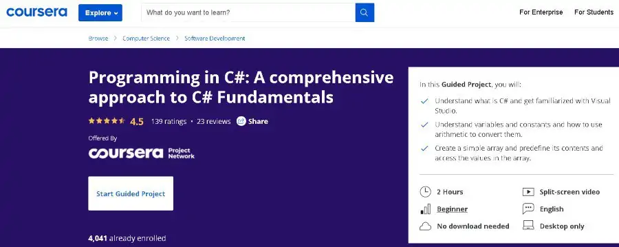 9. Programming in C# A comprehensive approach to C# Fundamentals (Coursera)