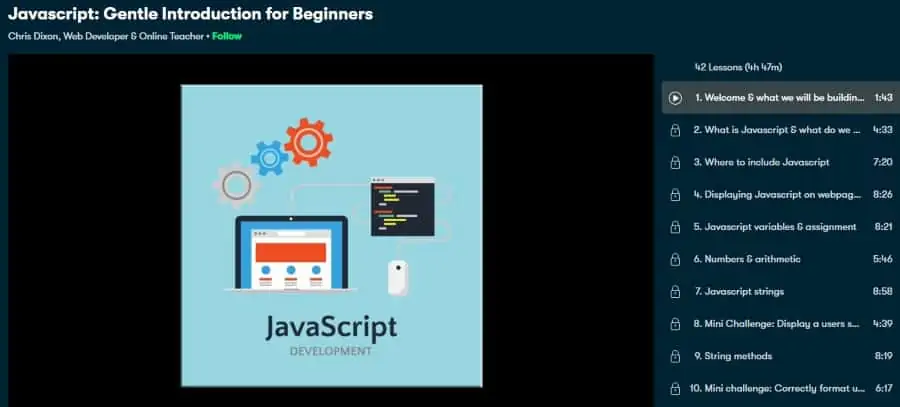 1. Javascript Gentle Introduction for Beginners (Skillshare)
