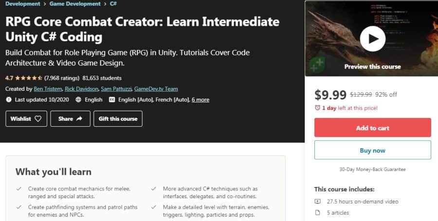 5. RPG Core Combat Creator Learn Intermediate Unity C# Coding (Udemy)