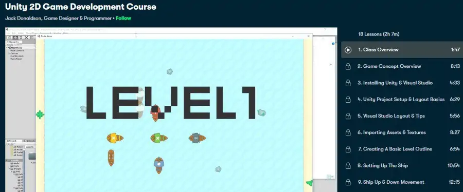 7. Unity 2D Game Development Course (Skillshare)