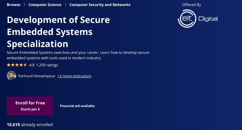 Development of Secure Embedded Systems Specialization (Coursera)