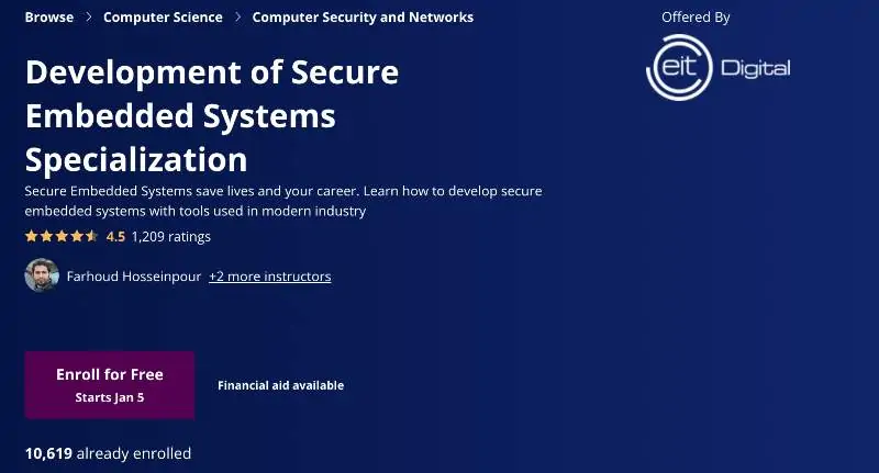 Development of Secure Embedded Systems Specialization (Coursera)