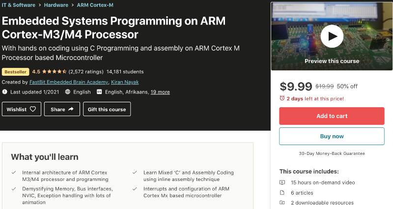 Embedded Systems Programming on ARM Cortex-M3/M4 Processor (Udemy)