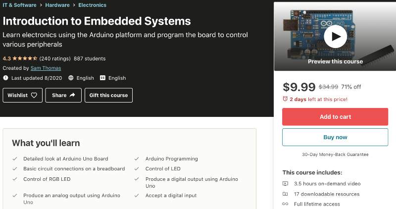 Introduction to Embedded Systems (Udemy)