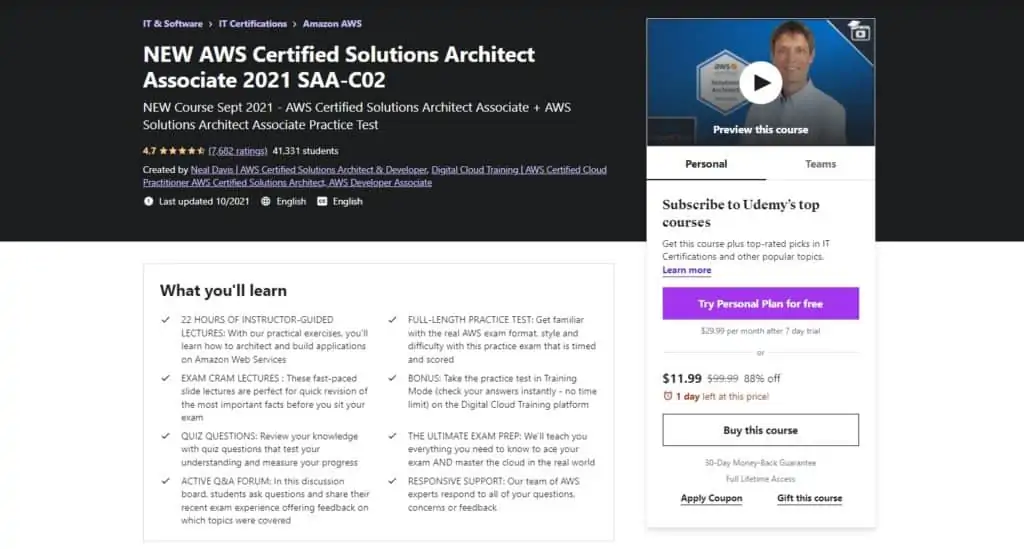 NEW AWS Certified Solutions Architect Associate 2021 SAA-C02 - Udemy
