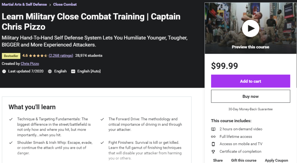 Learn Military Close Combat Training | Captain Chris Pizzo (Udemy)