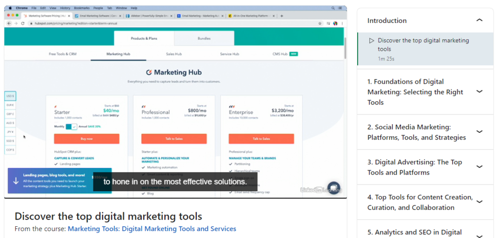 Marketing Tools: Digital Marketing (LinkedIn Learning)
