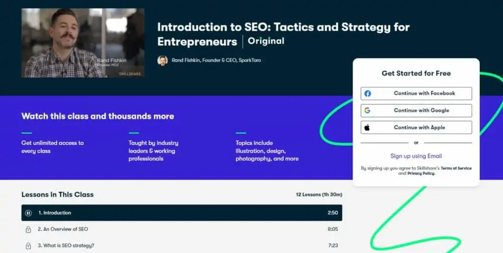 Introduction to SEO - Tactics and Strategy for Entrepreneurs - Best Skillshare courses